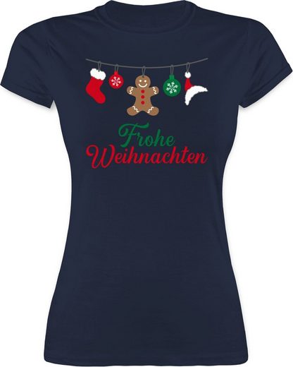 Shirtracer T-Shirt »Frohe Weihnachten Girlande - Weihnachten & Silvester Geschenke - Damen Premium T-Shirt« Neujahrsgeschenke Party Deko