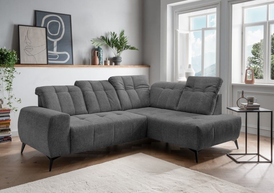 Myhomelando Ecksofa Summer Corto, mit Elektrofunktion, verstellbare Kopflehnen, hochwertiger Corto-Stoff