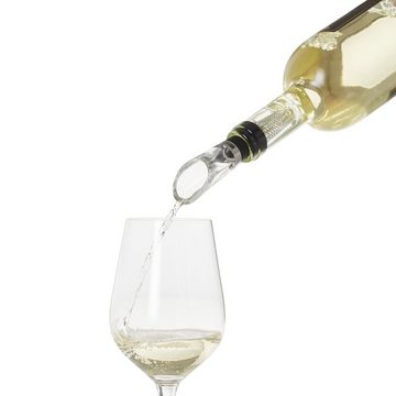 AdHoc Flaschenausgießer Wein-Genießer-Set Vine, 2-St., 2 tgl. Geschenkset inklusive Aufbewahrungsständer aus Holz