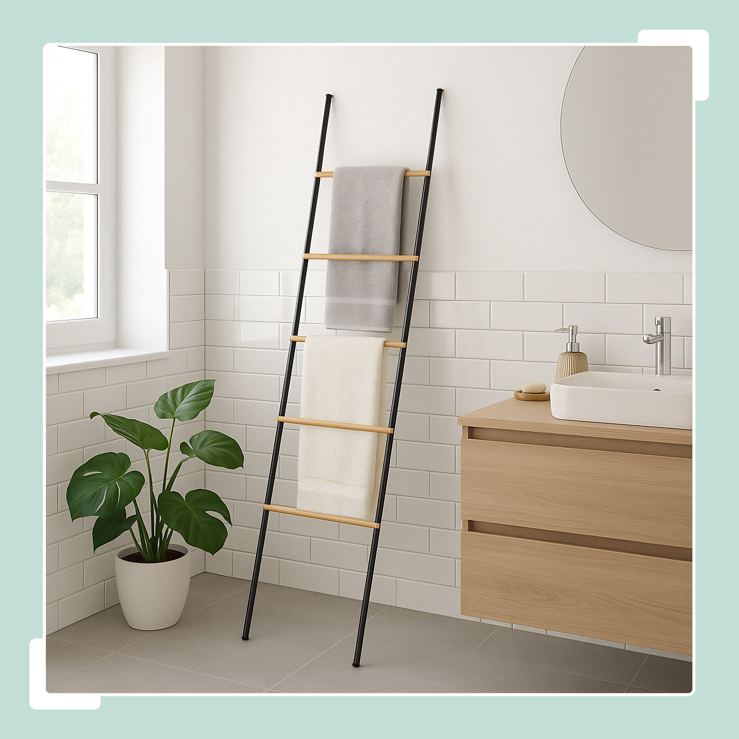 relaxdays Handtuchleiter aus Bambus und Eise, günstig online kaufen
