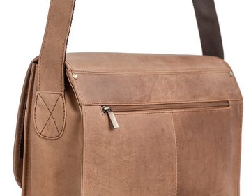 Packenger Messenger Bag Ledertasche, Echtes Rindsleder, viele Innentaschen, verstellbarer Schulterriemen, hochwertige Beschläge