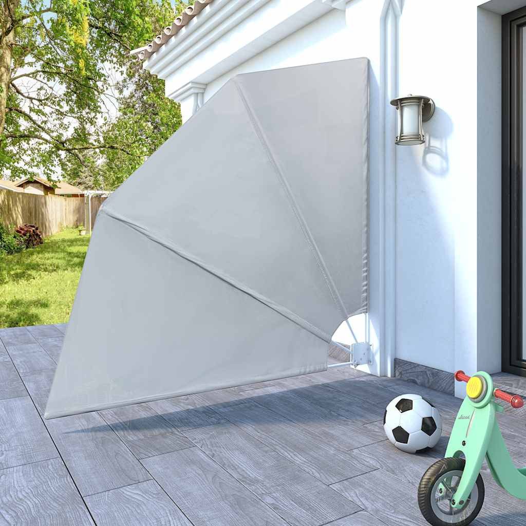 vidaXL Sonnenschirm Faltbarer Balkonfächer Grau 210×210 cm, Balkonfächer Grau 210x210cm Balkonsichtschutz Seitenmarkise Terrasse – Bild 3 von 5