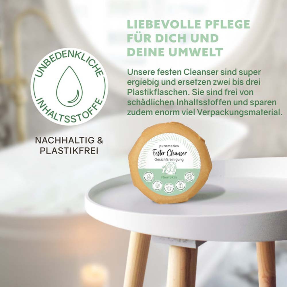 puremetics Haarseife Fester Cleanser Gesichtsreinigung - New Skin 60g