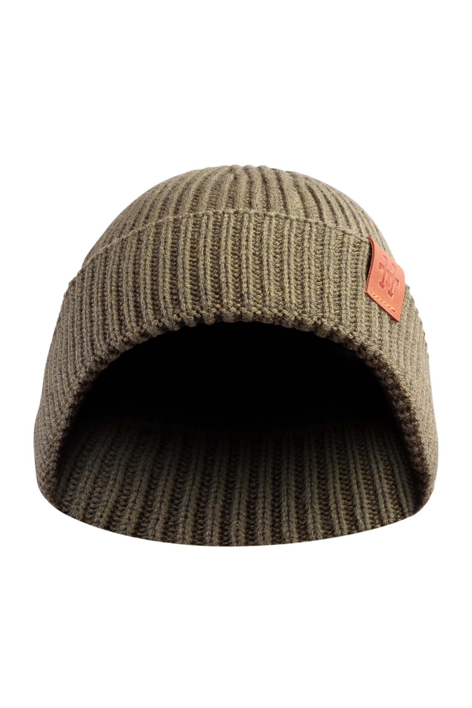 Manufaktur13 Beanie Fishermans Beanie - Strickmütze, Wintermütze, Dockermütze mit Echt-Leder Veredelung