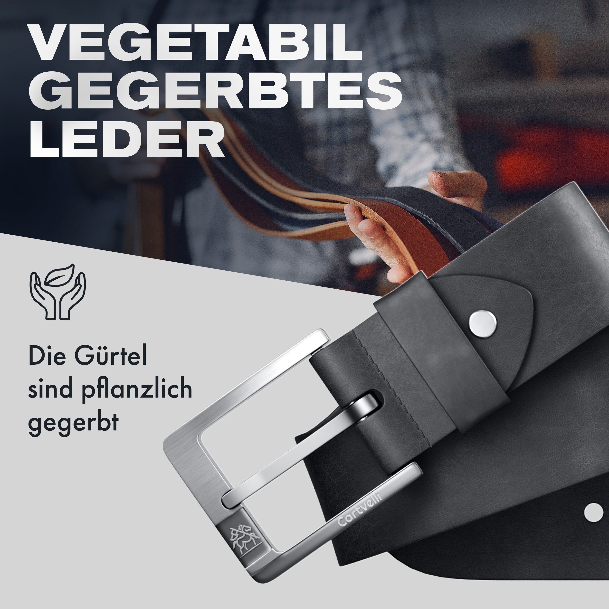 Cartvelli Ledergürtel Premium Ledergürtel Herren Made in Germany mit Geschenkbox Gürtel 40mm