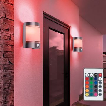 etc-shop Außen-Wandleuchte, Leuchtmittel inklusive, Warmweiß, Farbwechsel, LED Wandleuchte Spot-Beleuchtung Bewegungssensor RGB Farbwechsler