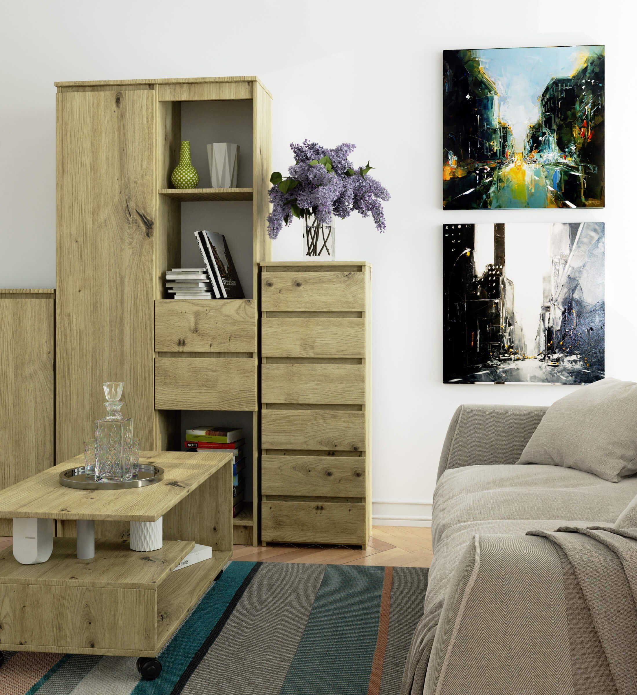 Raumhirsch Furniture Kommode mit 6 Schubladen 40 cm breit Holz Schrank, (viele Farbvarianten - Maße: 109 x 40 x 35 cm) - Hochwertig & stabil