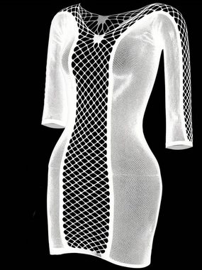 Elegant Love Netzkleid Sexy durchsichtiges Netz-Minikleid mit langen Ärmeln, Sexy Dessous Sinnliches Dessous-Outfit
