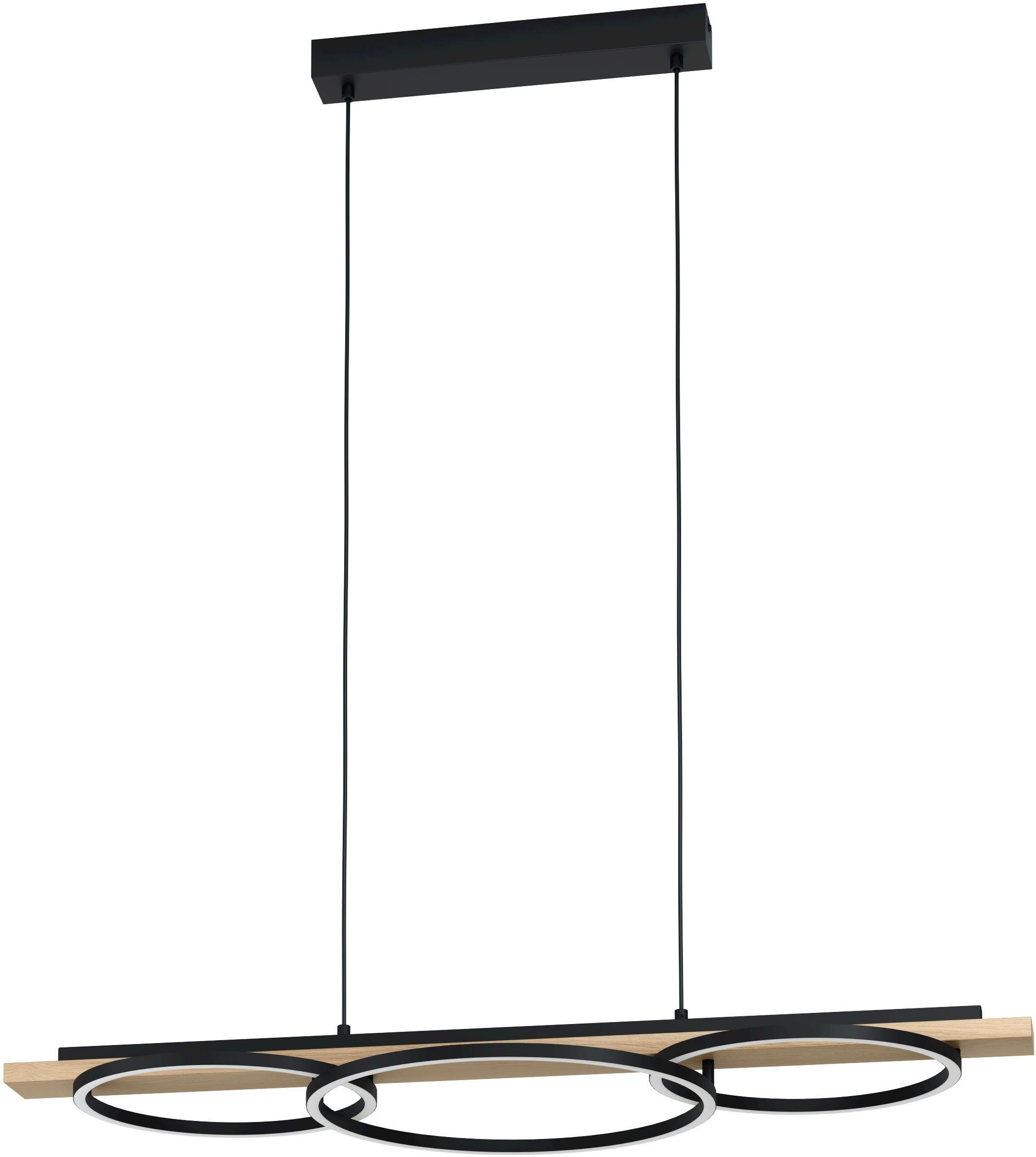 EGLO Hängeleuchte BOYAL Pendellampe, Stahl, Holz und Kunststoff, IP20, Hängelampe, Lampe, LED fest integriert, Warmweiß, Elegante Hängelampe für Esszimmer, Küche oder Wohnzimmer