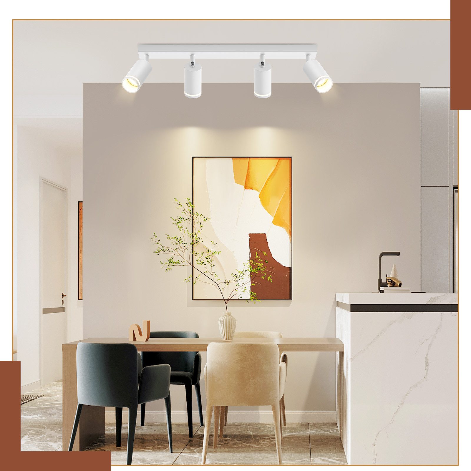 ZMH Deckenstrahler 4 Flammig Schwarz/Weiß Deckenlampe günstig online kaufen