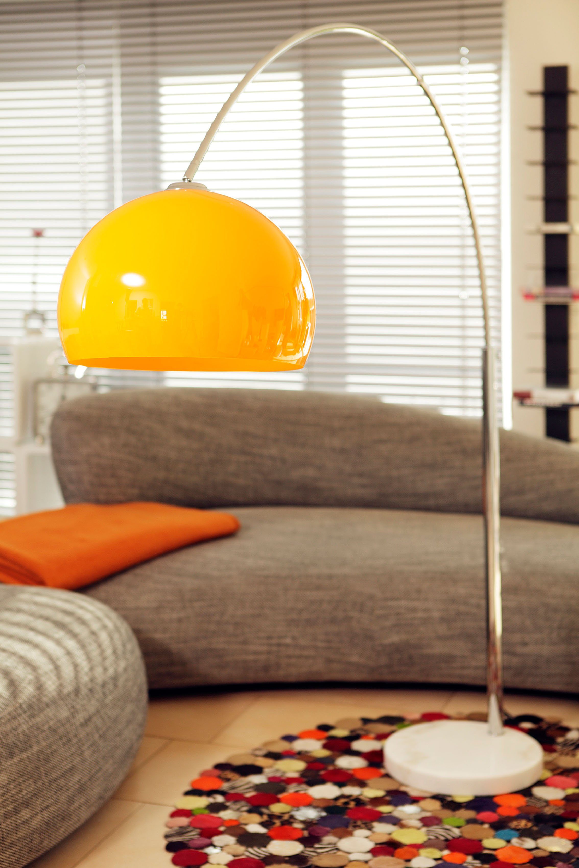 SalesFever Bogenlampe Tammo, Dimmer, ohne Leuchtmittel, Höhenverstellbar und mit Dimmschalter, echter Marmorfuß