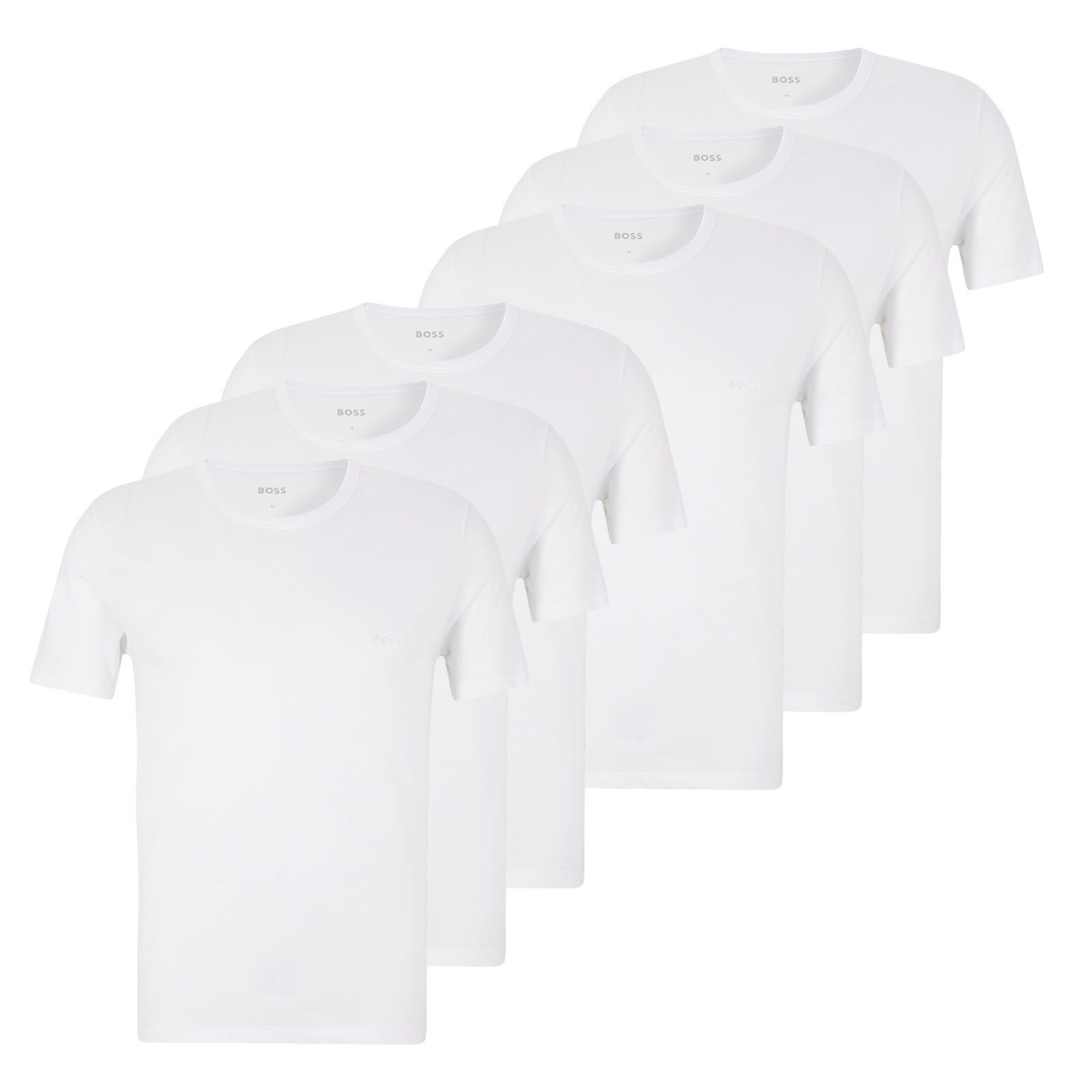 BOSS Unterziehshirt Classic T-Shirt (6-St) mit fein geripptem Rundhalsaussc günstig online kaufen