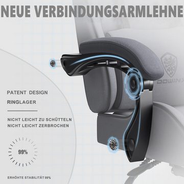 Dowinx Gaming-Stuhl Ergonomisches Design mit Massage-Lendenwirbelstütze, verstellbarer Drehstuhl mit Fußstütze, Grau