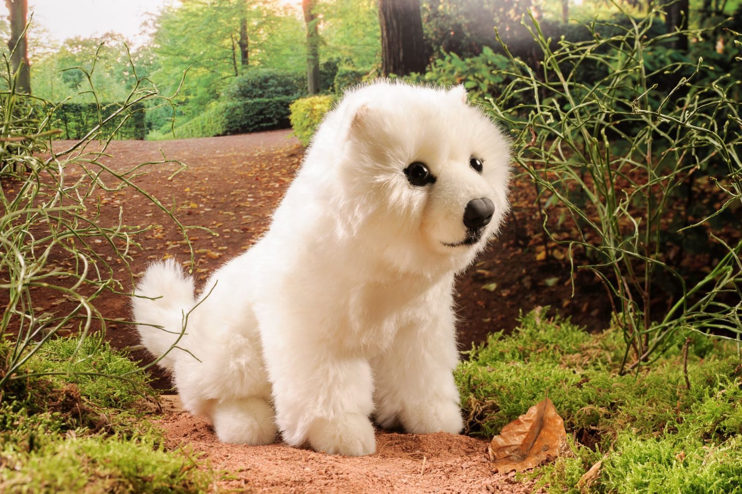 Kösen Kuscheltier Hund Spitz weiß sitzend Stoffhund Plüschhund