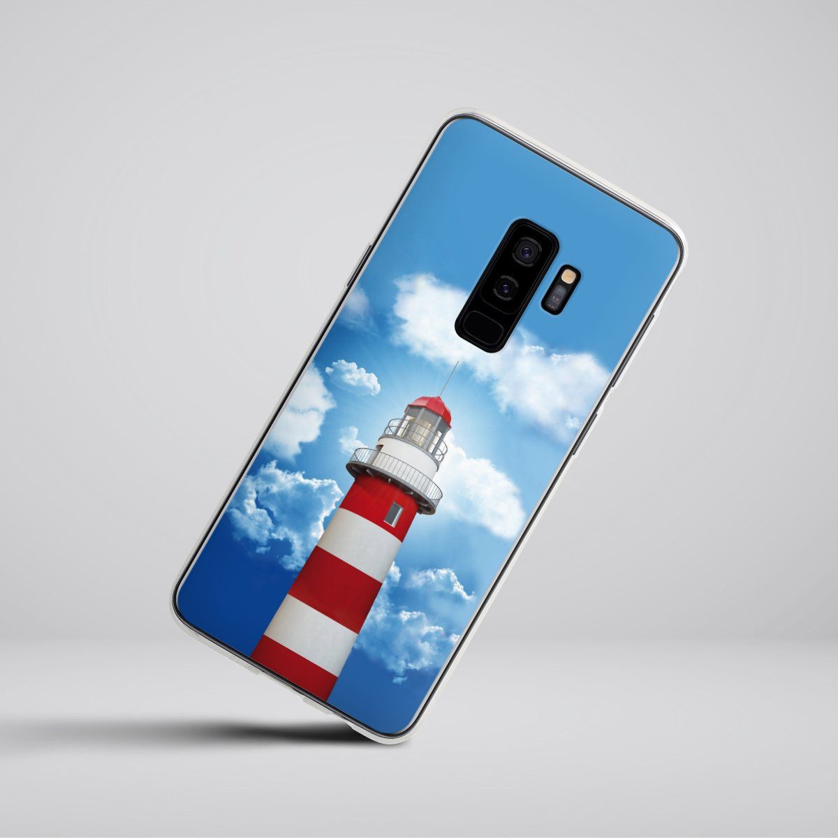 DeinDesign Handyhülle Leuchtturm Wolke Himmel Leuchtturm, Samsung Galaxy S9 Plus Silikon Hülle Bumper Case Handy Schutzhülle