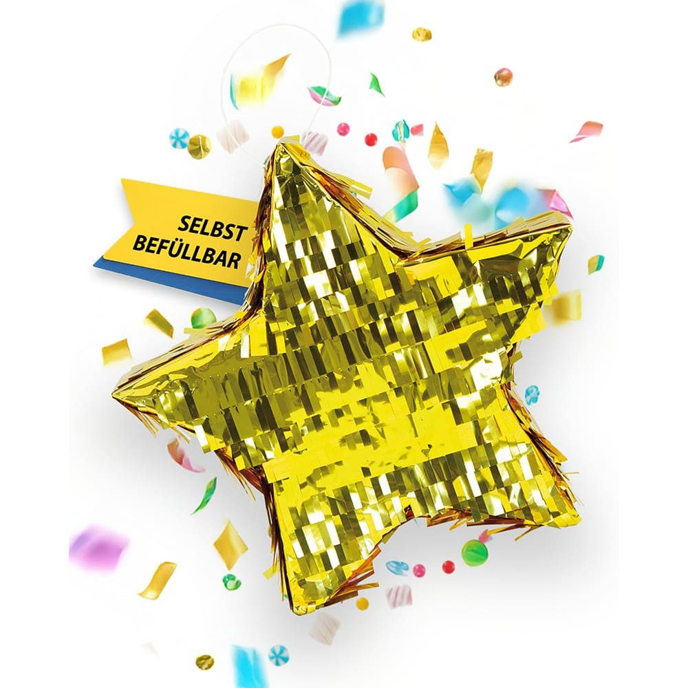 Party Factory Pinata Goldene Stern Pinata glänzend 35x35x10 cm, glänzend