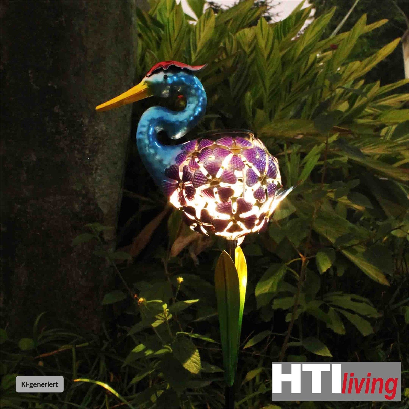HTI-Living LED Solarleuchte Solarlampe Reiher Soley, Gartenstecker