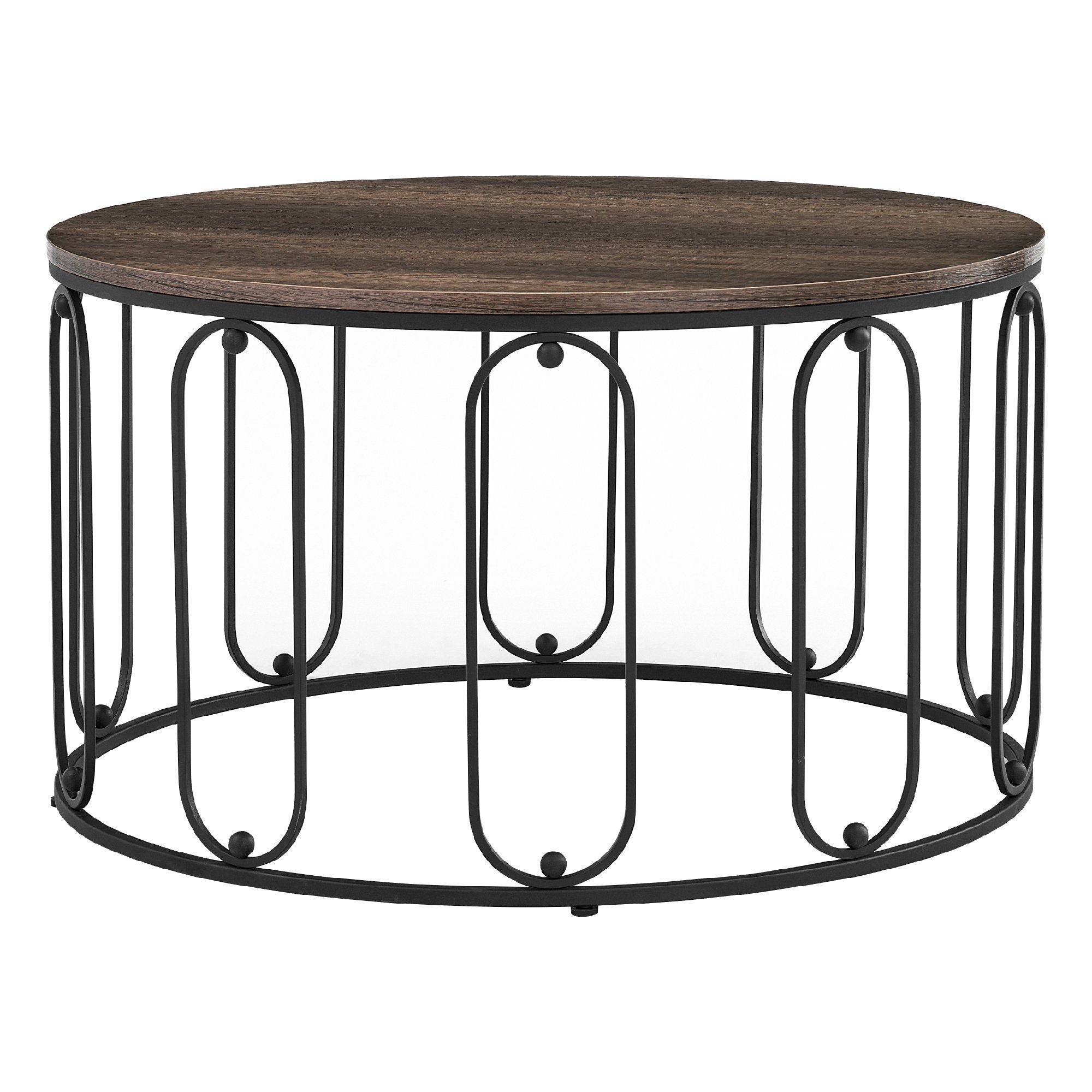 MCombo Beistelltisch MCombo Metallmöbel Couchtisch Beistelltisch Sofatisch Kaffeetisch 2147, Montag-freundlich, Marmoroptik/Industriedesign, Ø 80 cm
