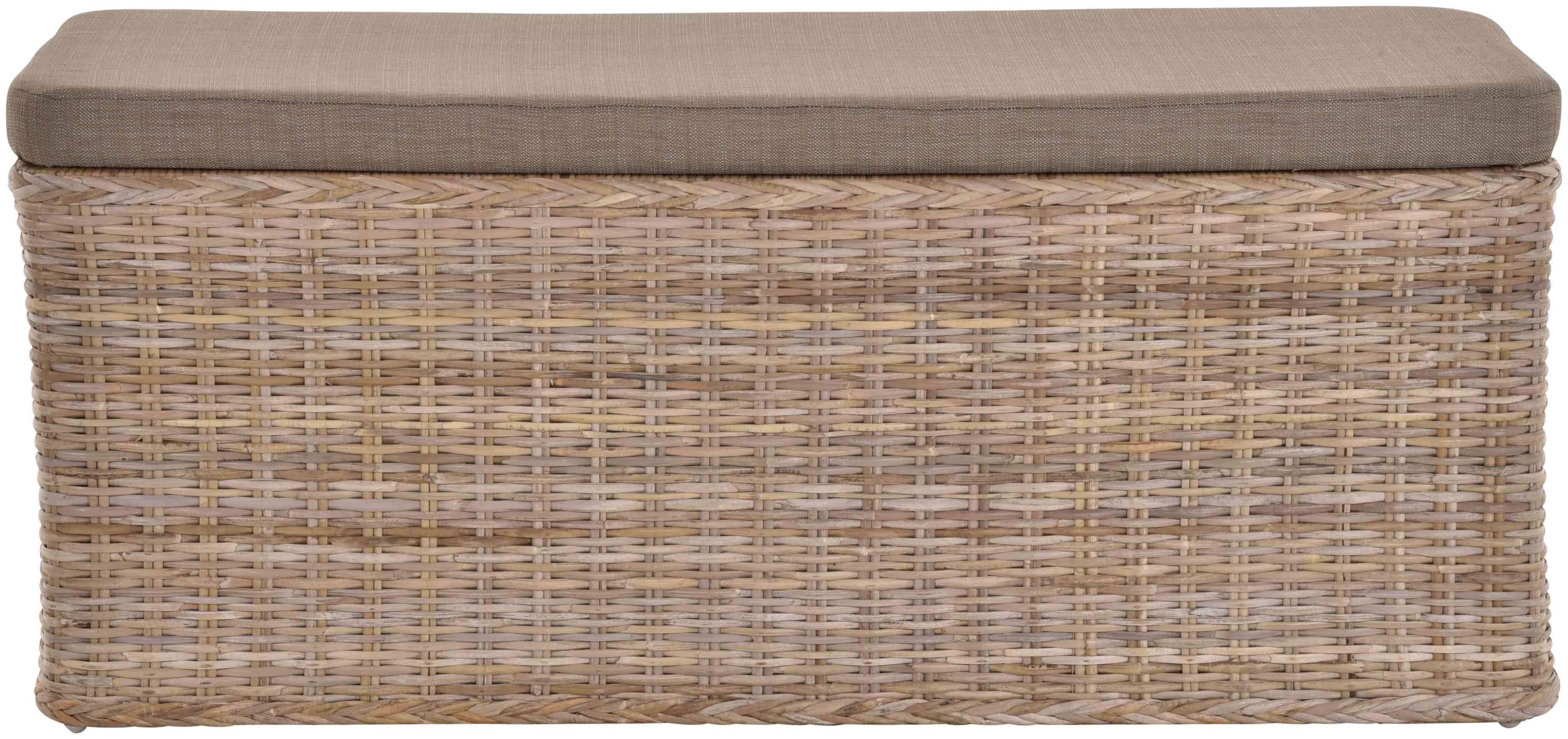 Krines Home Sitztruhe Breiter Rattan Wäschekorb 115cm mit Deckel Wäschetruh günstig online kaufen