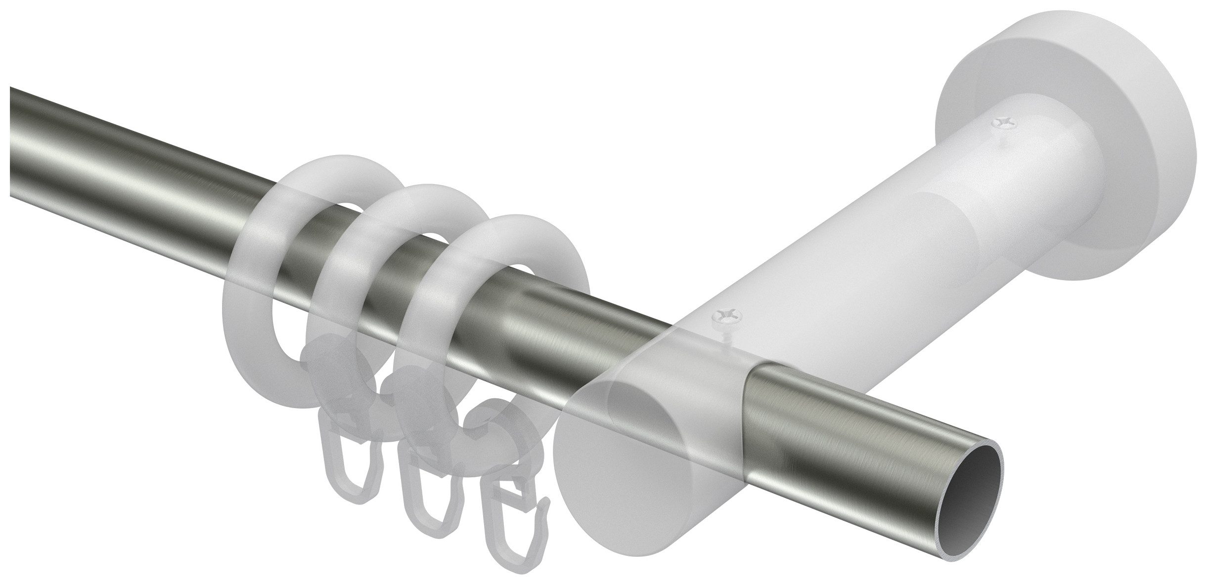 INTERDECO Gardinenstange Talena Feta, Ø 20 mm, 1-läufig, Fixmaß, kürzbar, Wandmontage, Deckenmontage, Metall, Edelstahl-Optik / Nussbaum / Bicolor