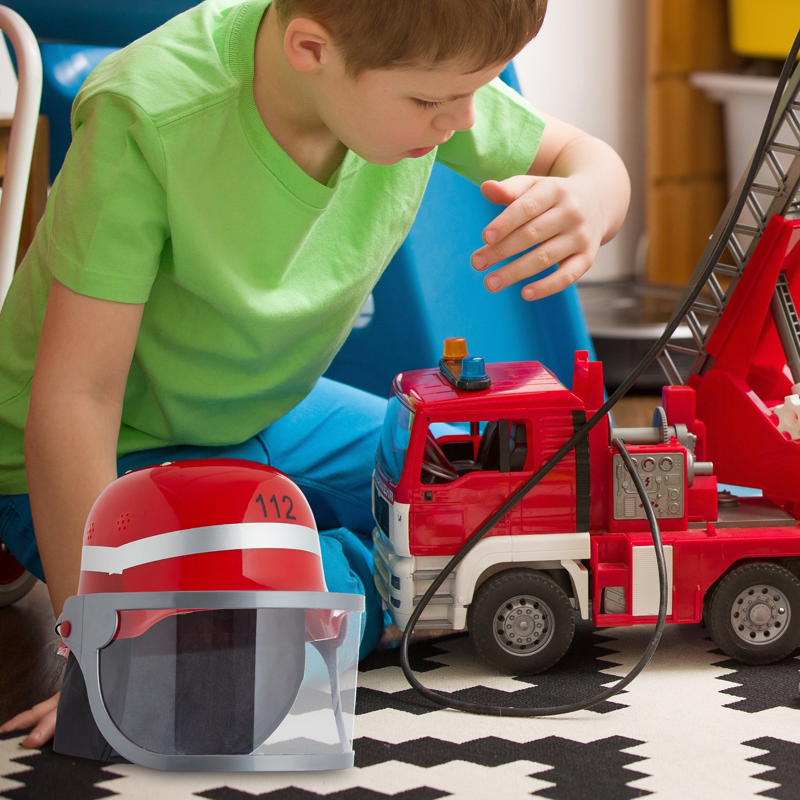 relaxdays Feuerwehrhelm 12 x Feuerwehrhelm Kinder rot