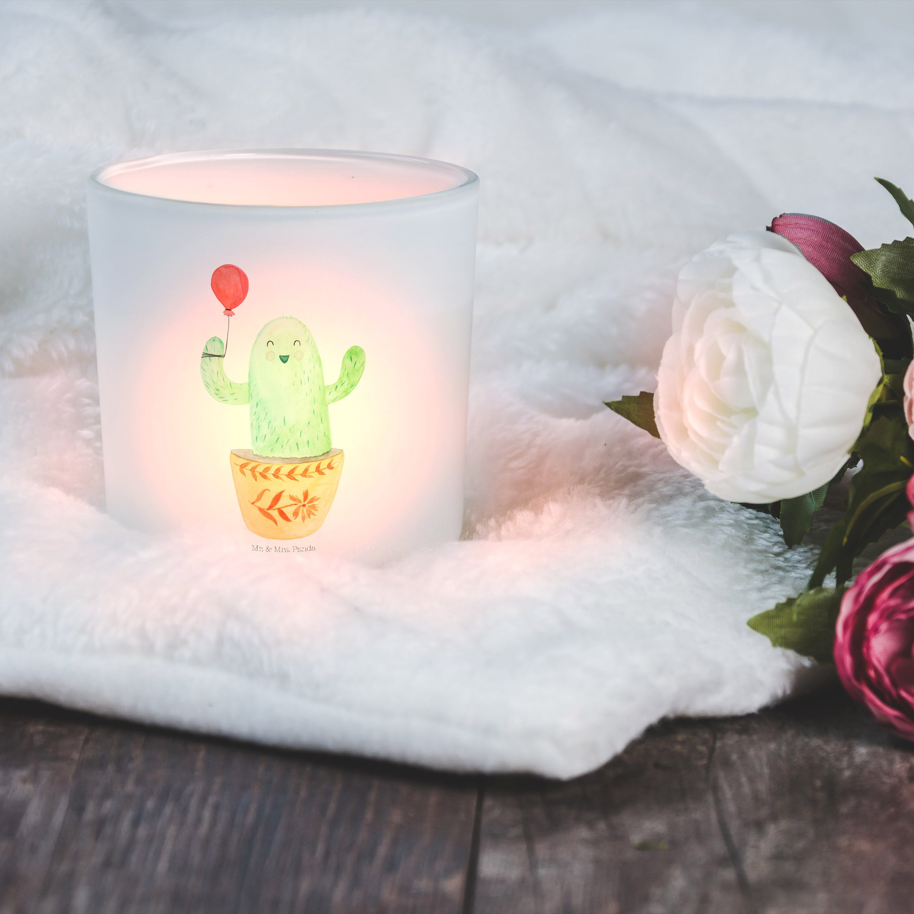 Mr. & Mrs. Panda Teelic St) - Kerzenlicht, - Transparent Geschenk, Luftballon Büro, Kaktus Windlicht (1