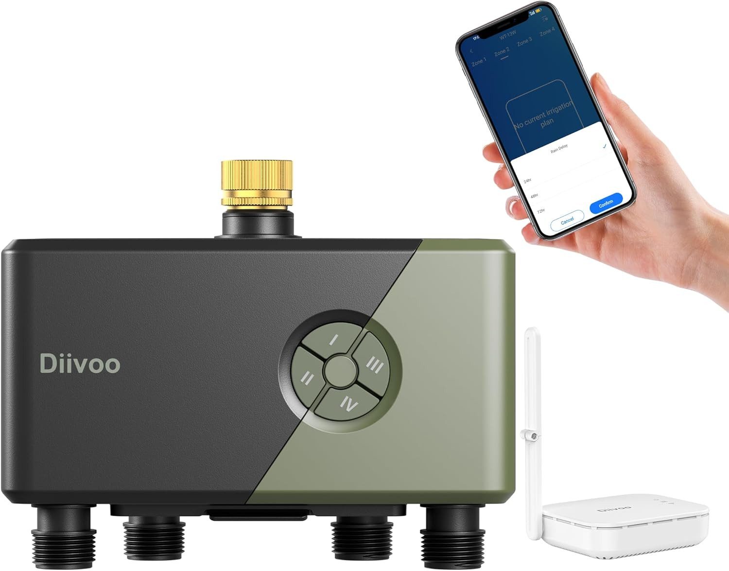 Diivoo Bewässerungssystem Bewässerungssteuerung Bewässerungscomputer mit WLAN, Bewässerungsuhr