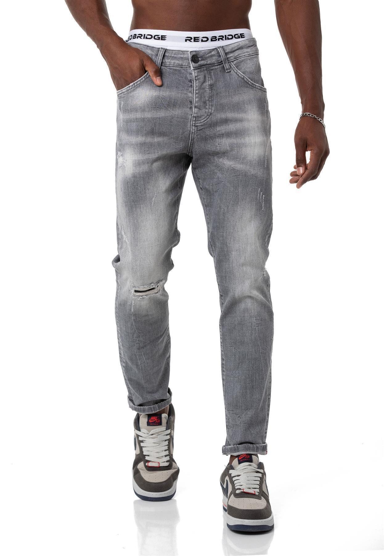 RedBridge Slim-fit-Jeans Hose Straight Leg Denim Pants Distressed-Look günstig online kaufen