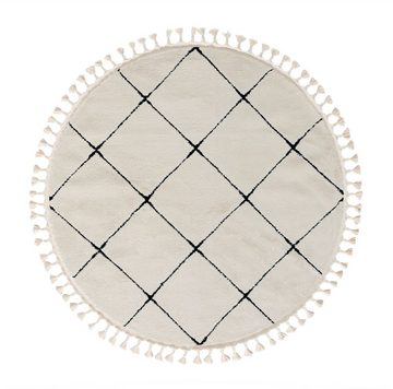 Hochflor-Teppich Moroccan Square, Myflair Möbel & Accessoires, rund, Höhe: 24 mm, modern, marokkanisches Design, Rauten Muster, weich durch Hochflor