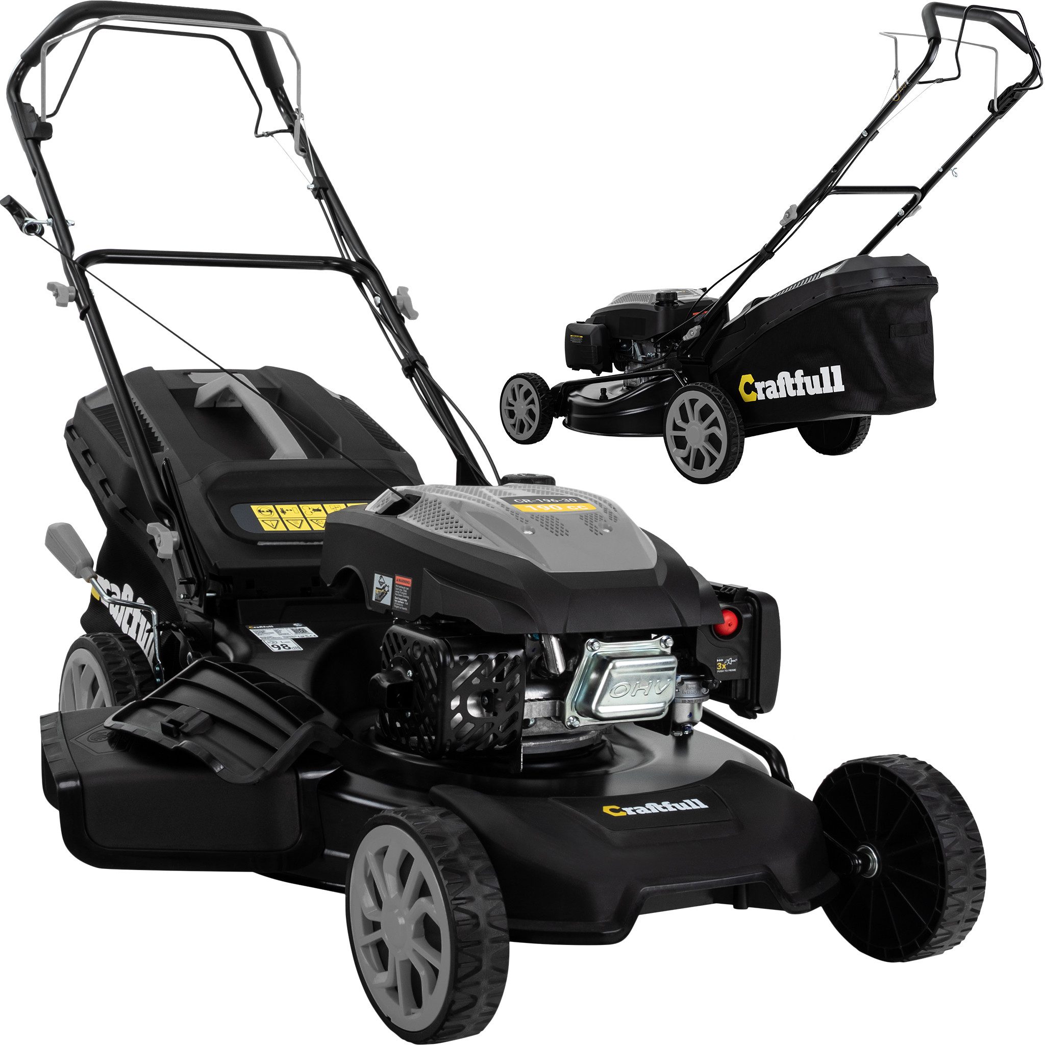 Craftfull Benzinrasenmäher CR-196-30 - 6 PS, 190 cm³ Rasenmäher Benzin 53cm günstig online kaufen