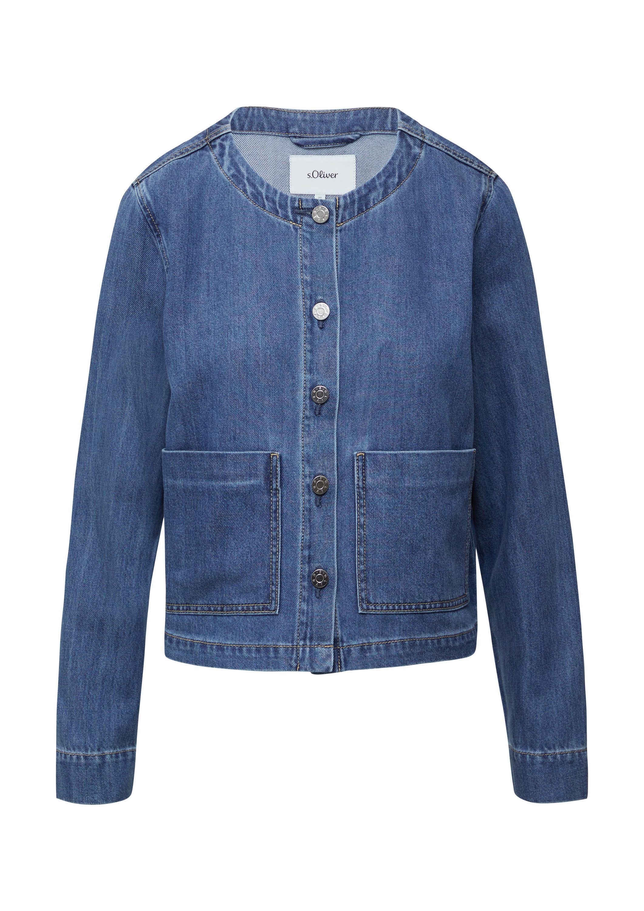 s.Oliver Funktionsjacke Indoor-Jacke Verkürzte Denimjacke mit aufgesetzten günstig online kaufen