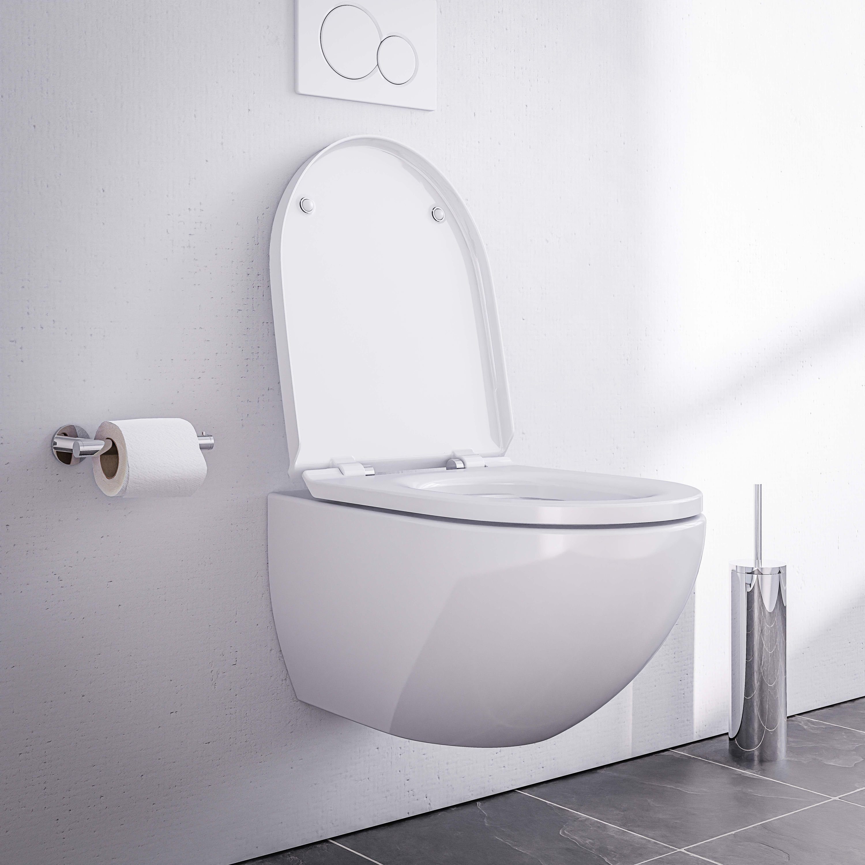 Bernstein Tiefspül-WC E-9030, Wandhängend, Wand-WC Ei-Form Weiß glänzend Spülrandlos Nano Softclose