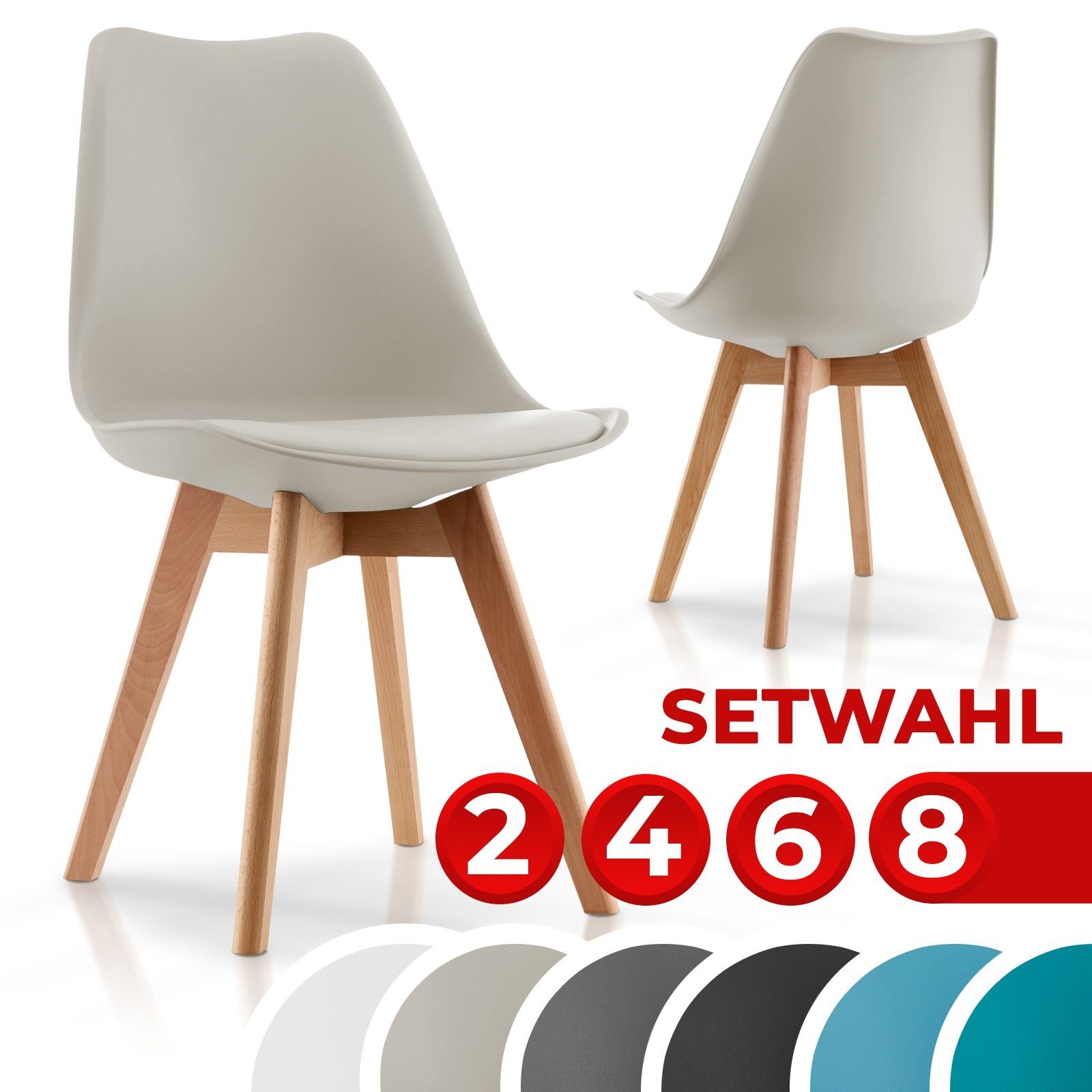 6er Set Esszimmerstühle Venedig – Orange, Gelb, Türkis, Grau, Weiß, Rot – Massives Buchenholz, Reisstroh-Sitz, Made In Italy