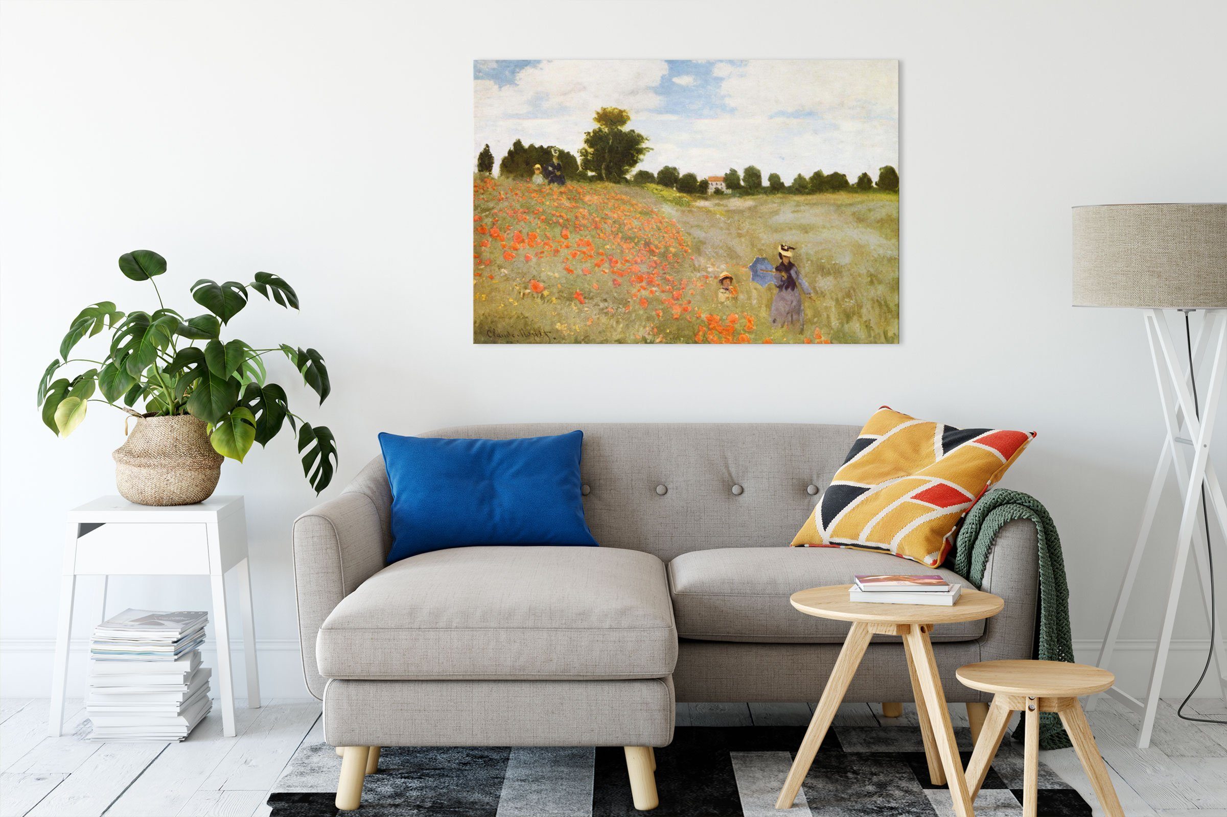 Pixxprint Leinwandbild Claude Monet - Mohnfeld günstig online kaufen