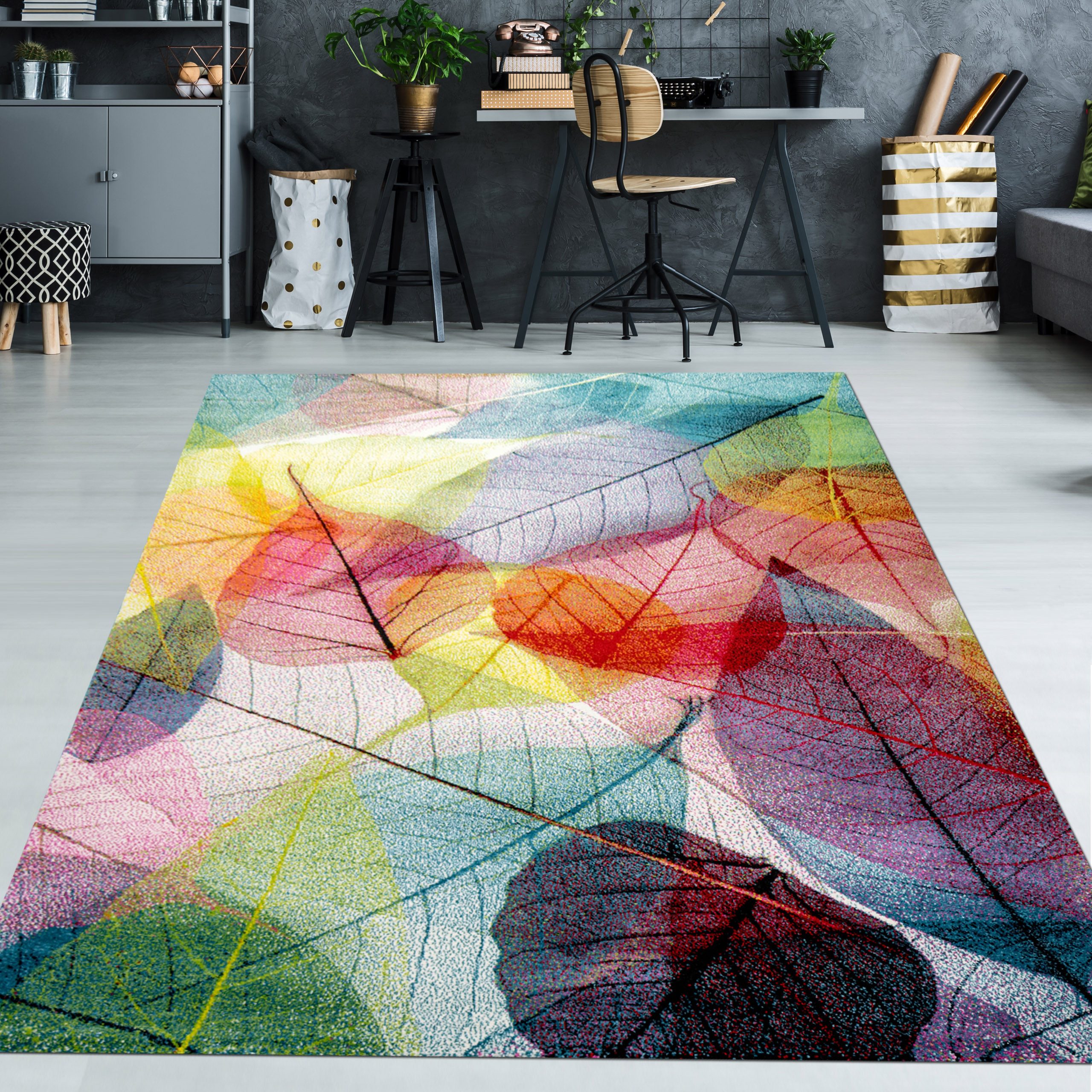 TeppichHome24 Teppich Teppich Wohnzimmer Laub bunt, günstig online kaufen