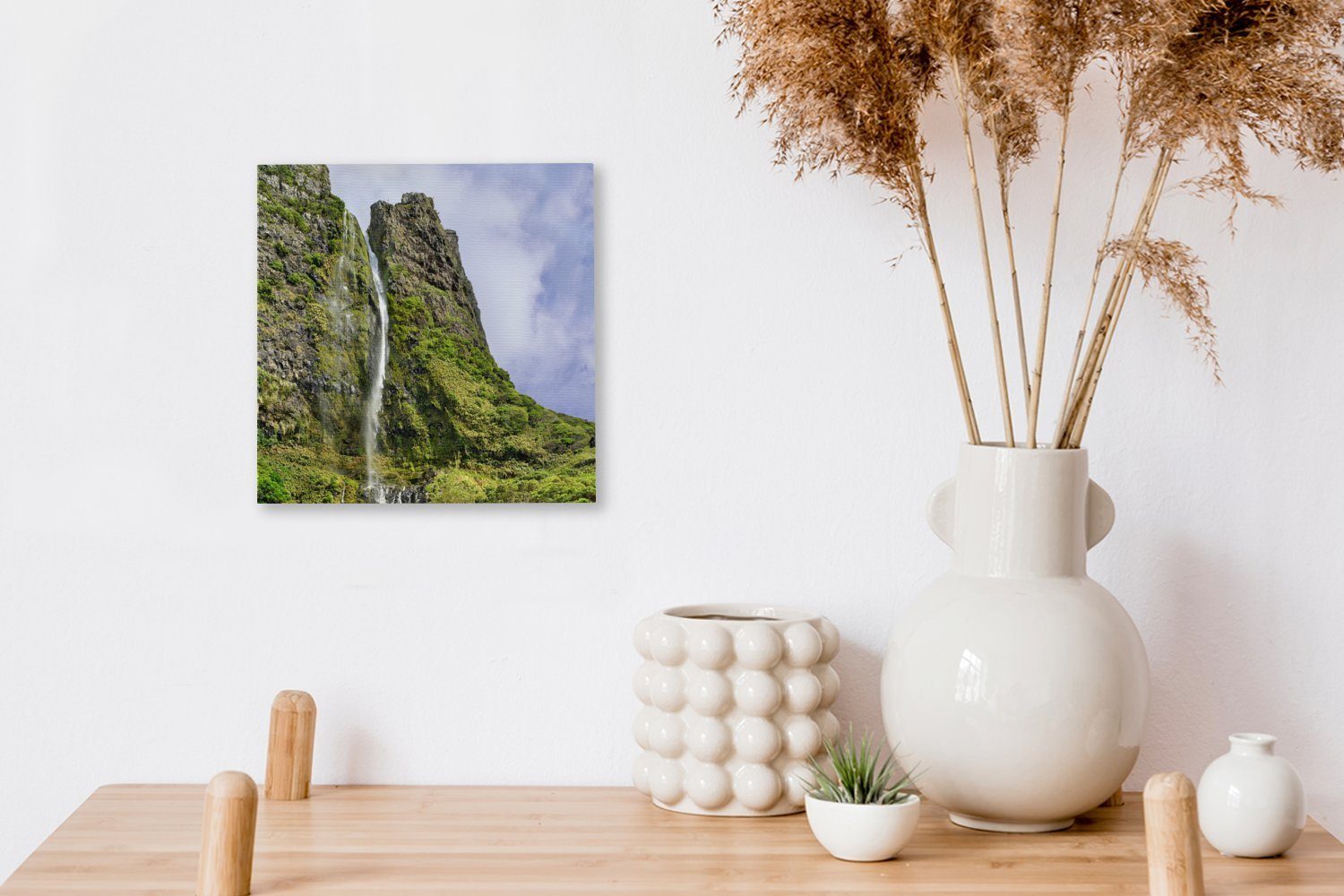 Bilder Wohnzimmer OneMillionCanvasses® für Felsen, (1 Wasserfall Leinwand Leinwandbild - Schlafzimmer Azoren St), -