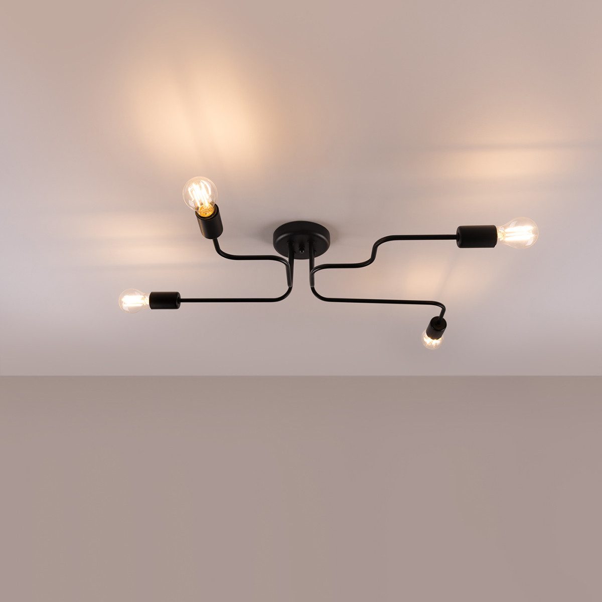 SOLLUX lighting Kronleuchter Kronleuchter Vector 4 Schwarz, Nicht enthalten