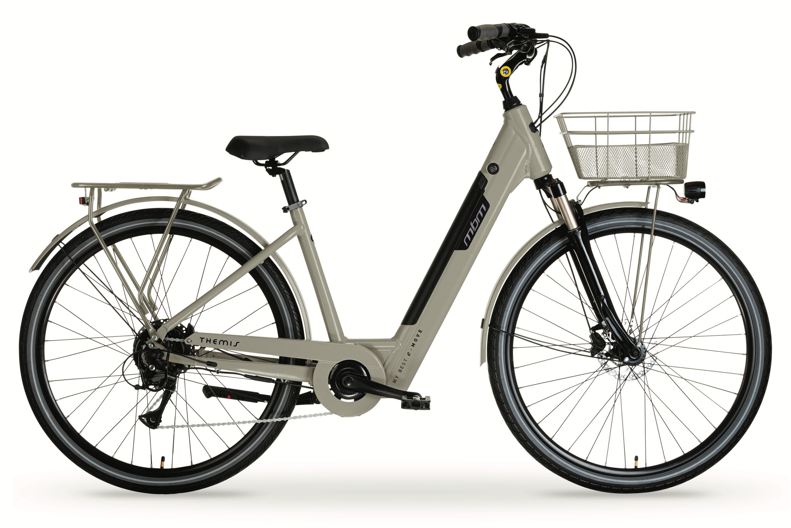 MBM E-Bike, 7 Gang 7-Gang Shimano Acera Schaltwerk, 7-Gang Shimano Acera Schaltwerk, Heckmotor, 504 Wh, Elektro-Citybike THEMIS 28 Zoll