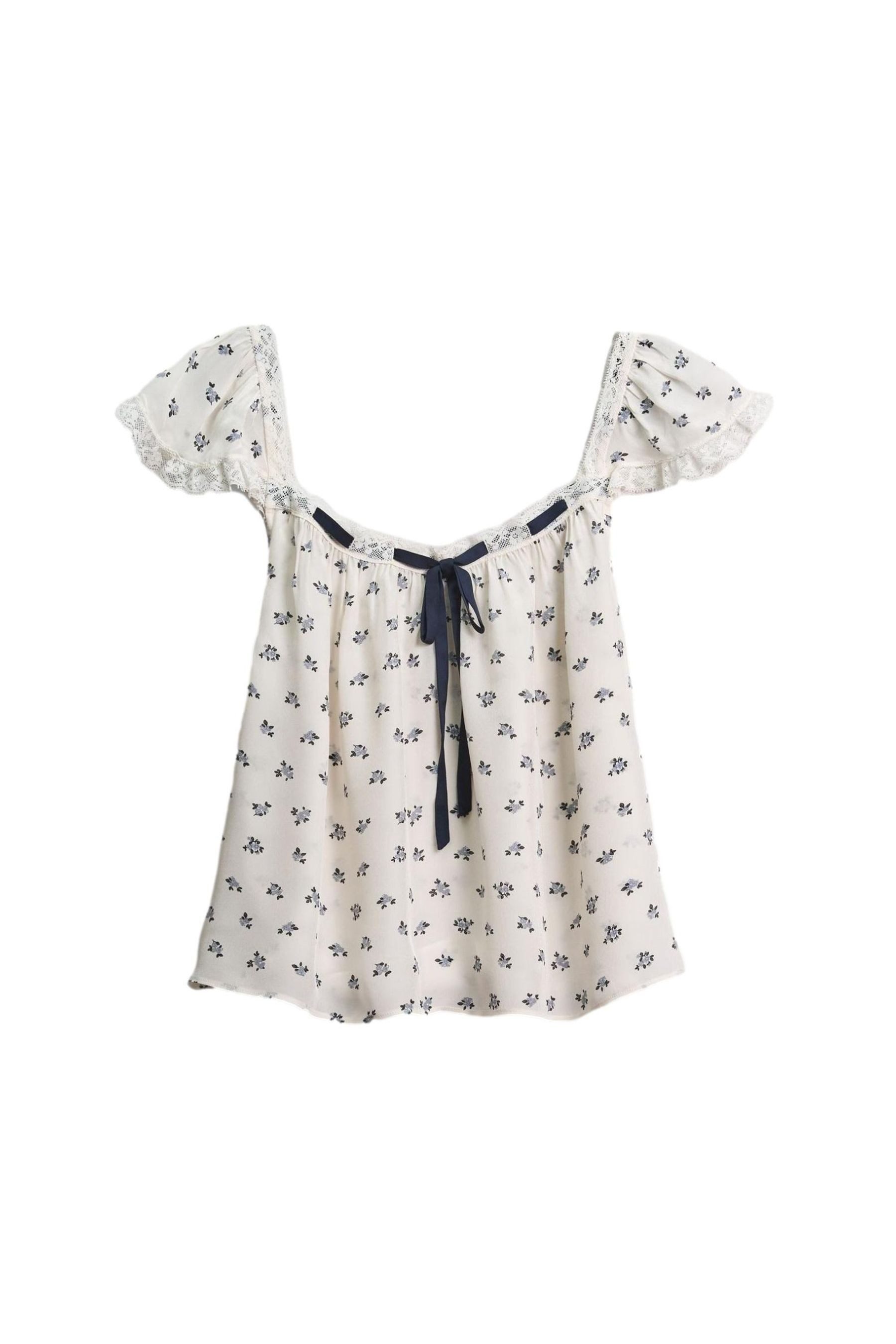 Druckbluse BHOEM Romantische Top mit Blumenmuster, weiß