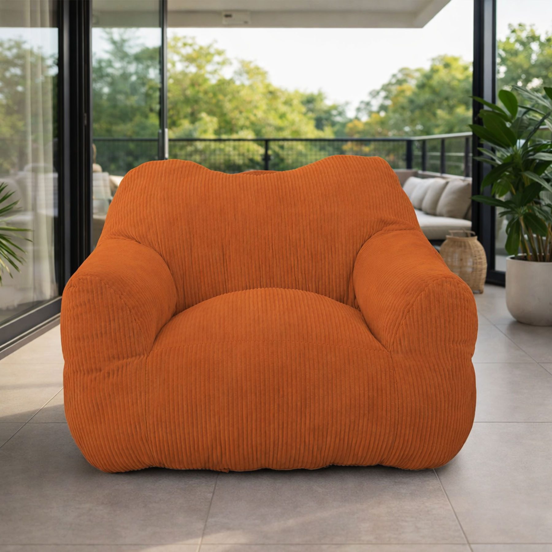 HomeMiYN Sitzsack Weicher Riesen Sitzsack aus Cord – Sessel fürs Wohnzimmer „Cube“