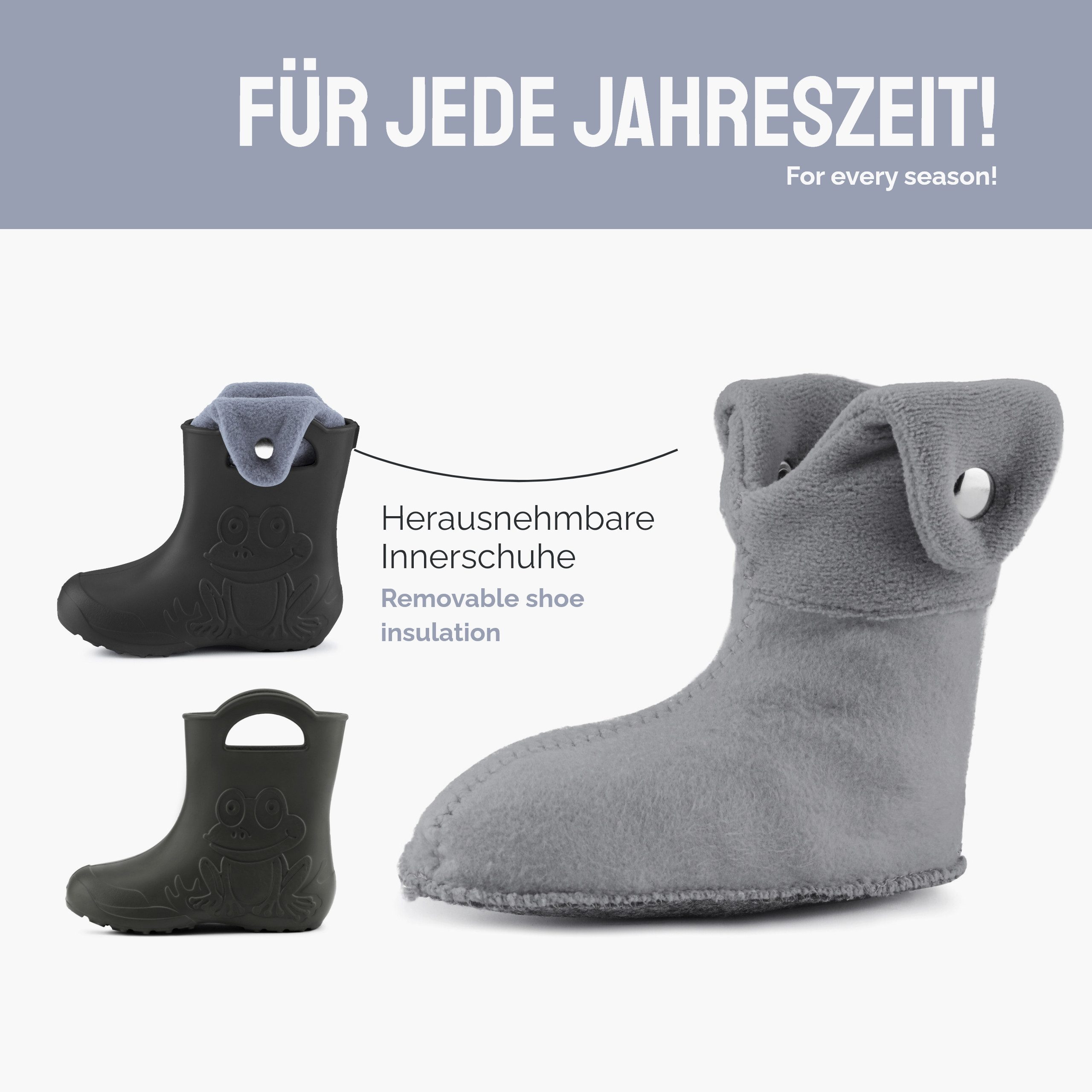 Ladeheid EVA Regenschuhe mit herausnehmbares Innenfutter LA-CA-04 Gummistiefel Kinder gefüttert und federleicht – Bild 4 von 5