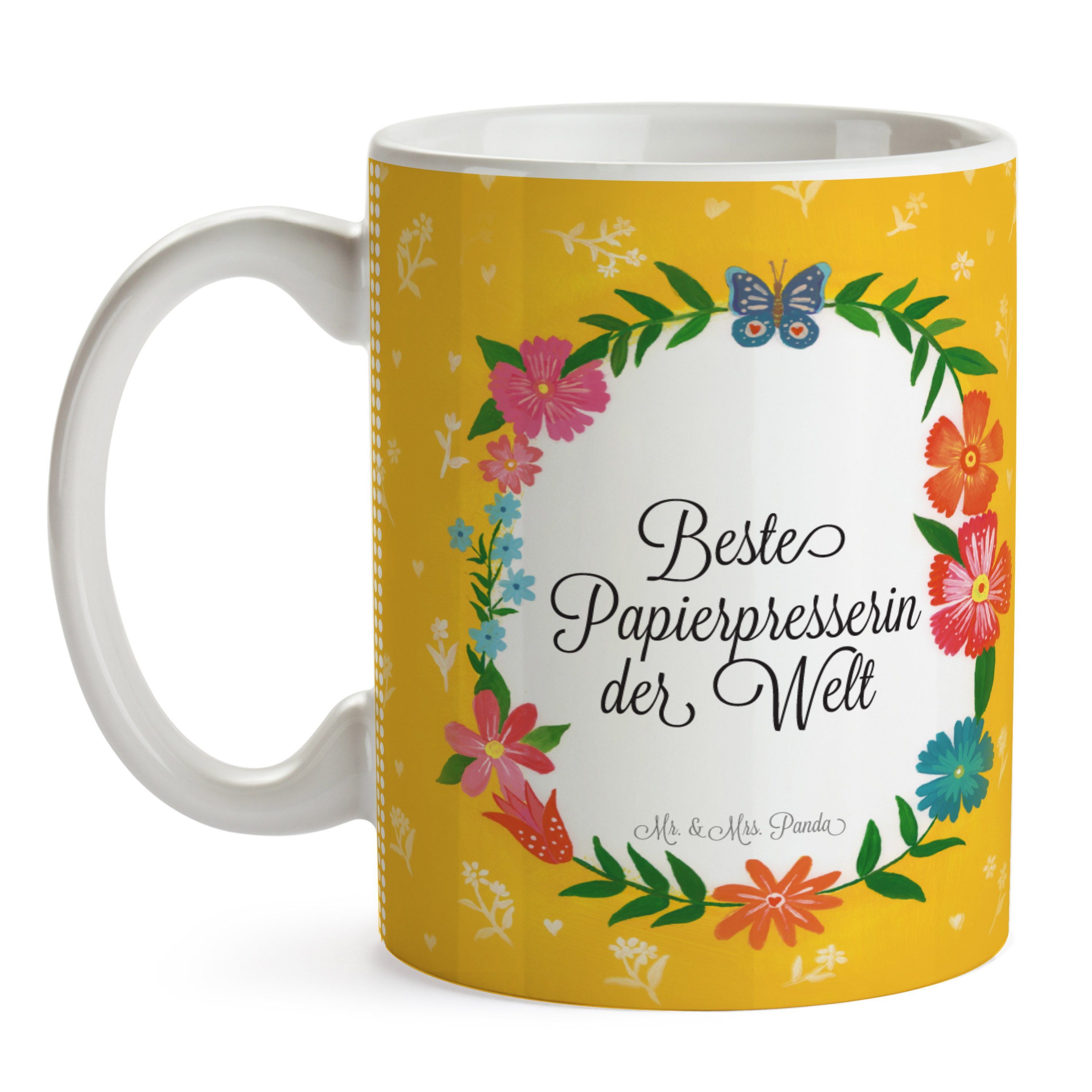 Kaffeetasse, Teeb, Geschenk, Rente, Abschied, Mr. Panda Tasse, Papierpresserin Tasse Mrs. & Keramik -