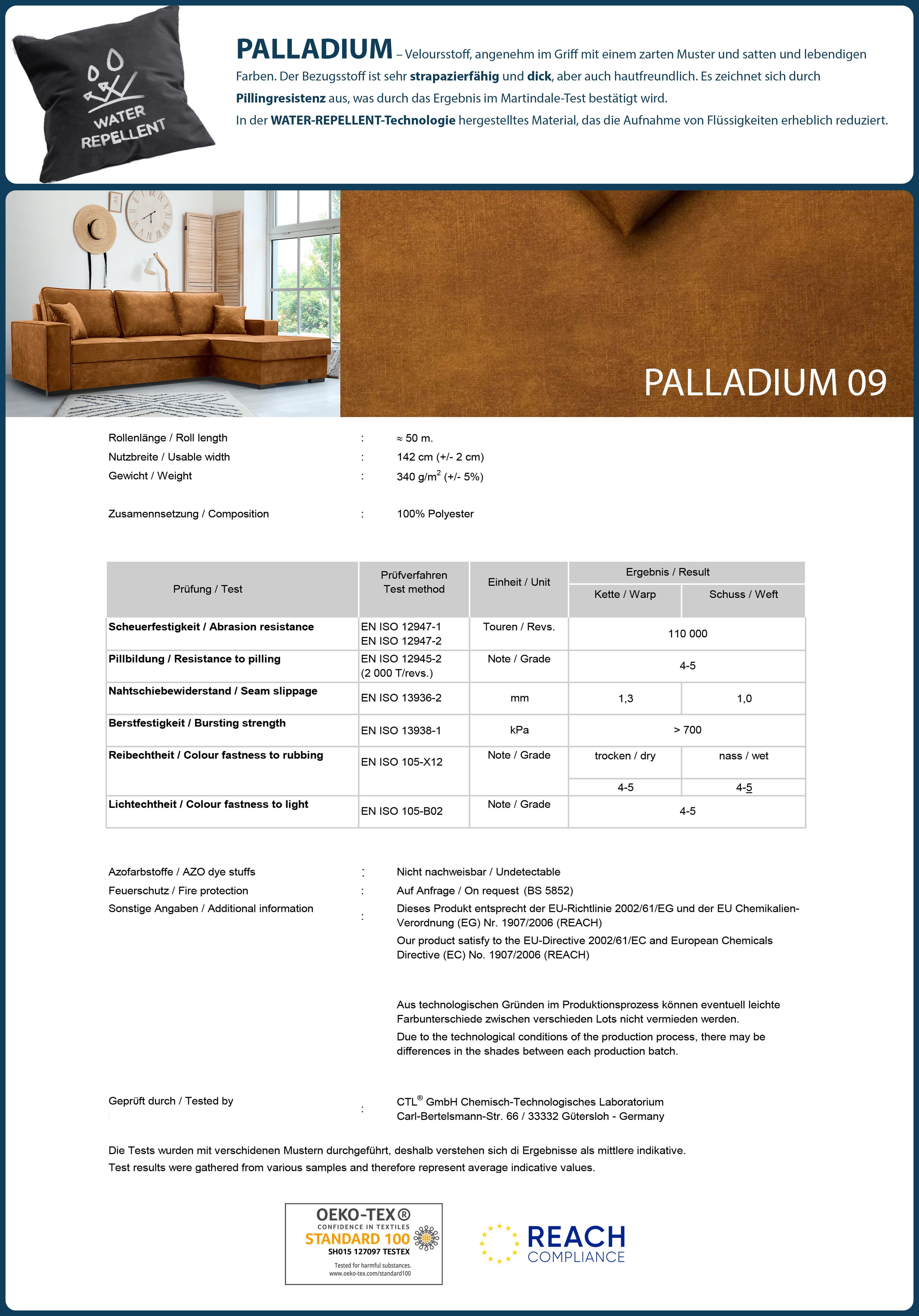Beautysofa 3-Sitzer ALA, im Metallbeine, Polstersofa hohe (palladium aus Velours, Stil, mit 09) skandinavisches für mit Bettkasten Orange Schlaffunktion und Wohnzimmer