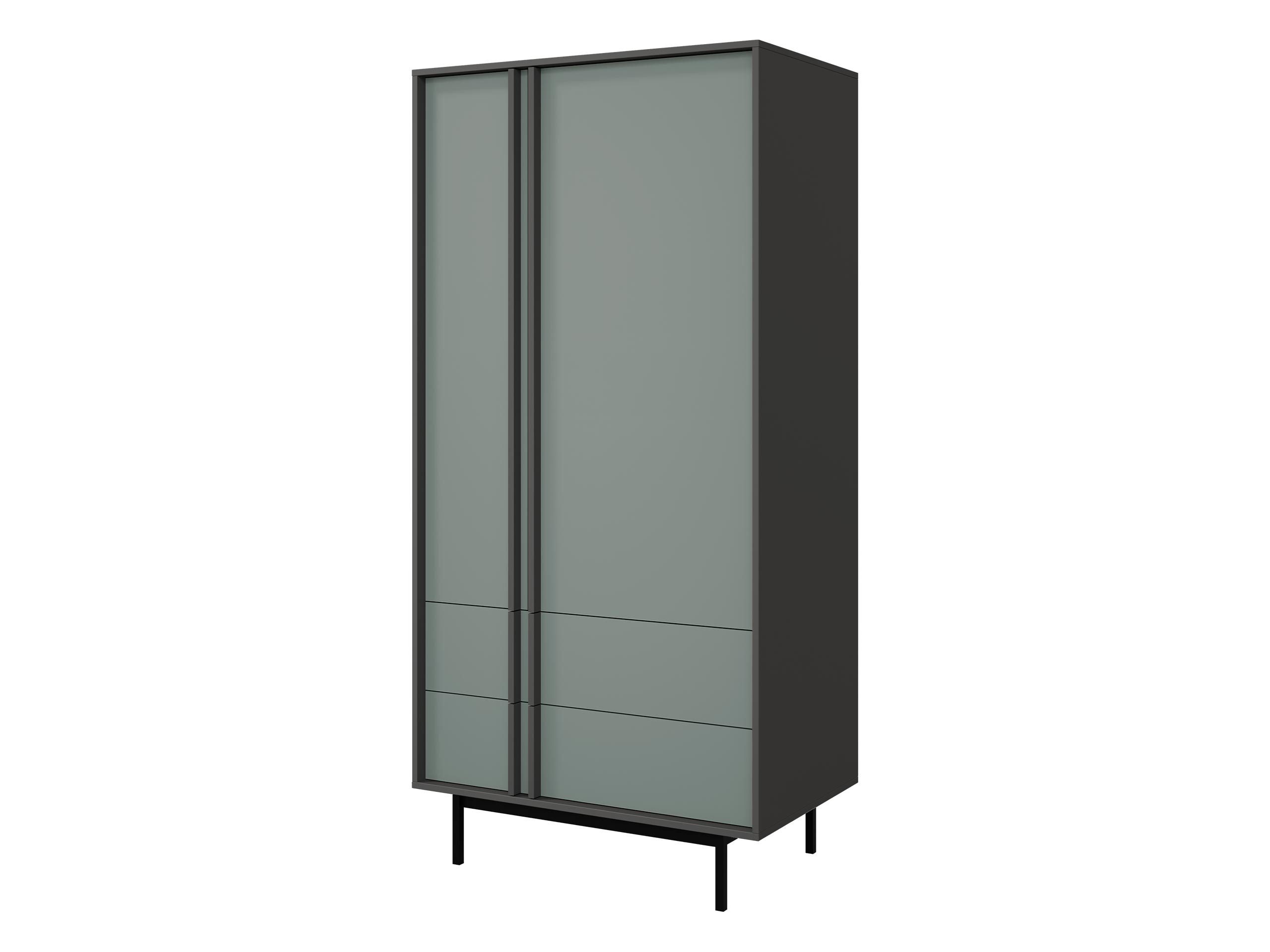 MIRJAN24 Kleiderschrank Alsy 2D2S AL01 (mit zwei Drehtüren und zwei Schubladen) Untergestell aus Metall, Kleiderstange
