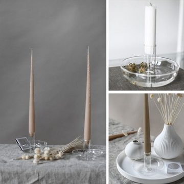 Storefactory Scandinavia Kerzenhalter 2er Set Skensta Kerzenhalter aus Glas, Ø 13 x H 7 cm, klar, Skandinavische Qualität