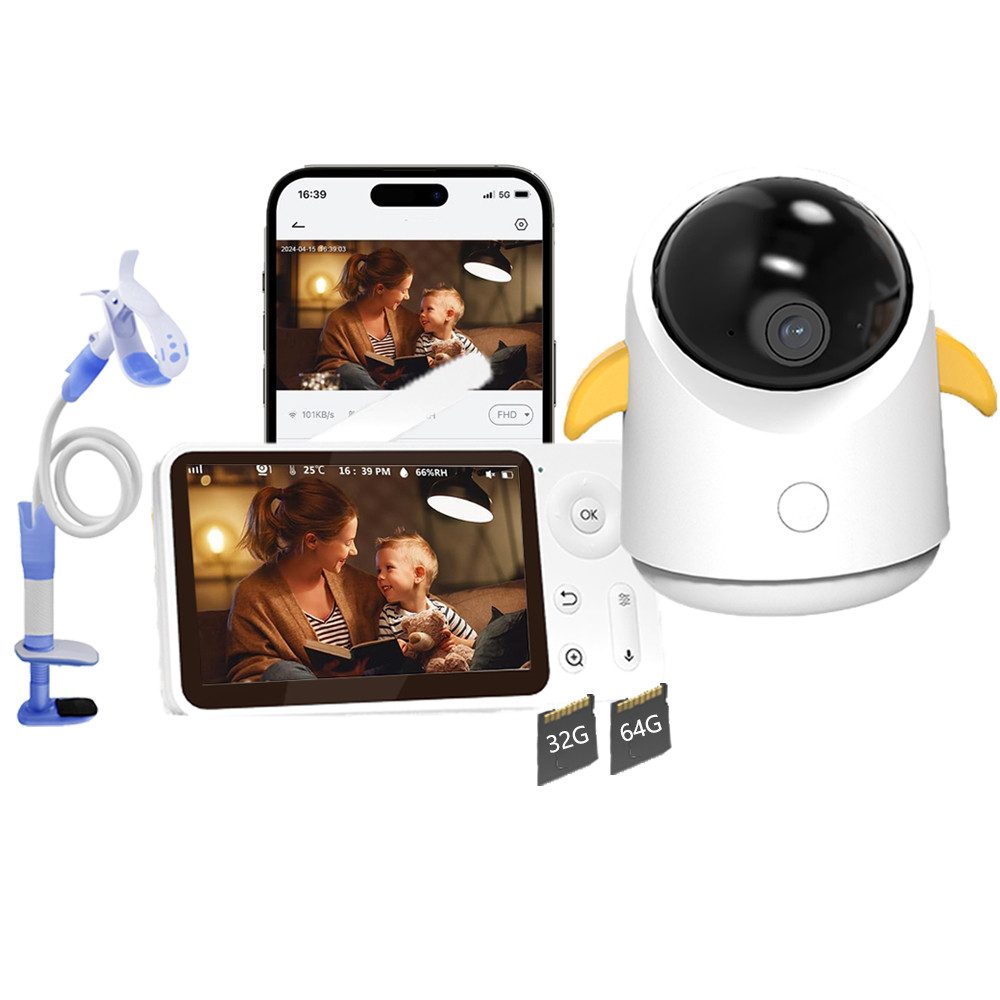 Babyphone 1080P Babyphone mit Kamera und APP 4,3 Zoll mit Speicher Karte