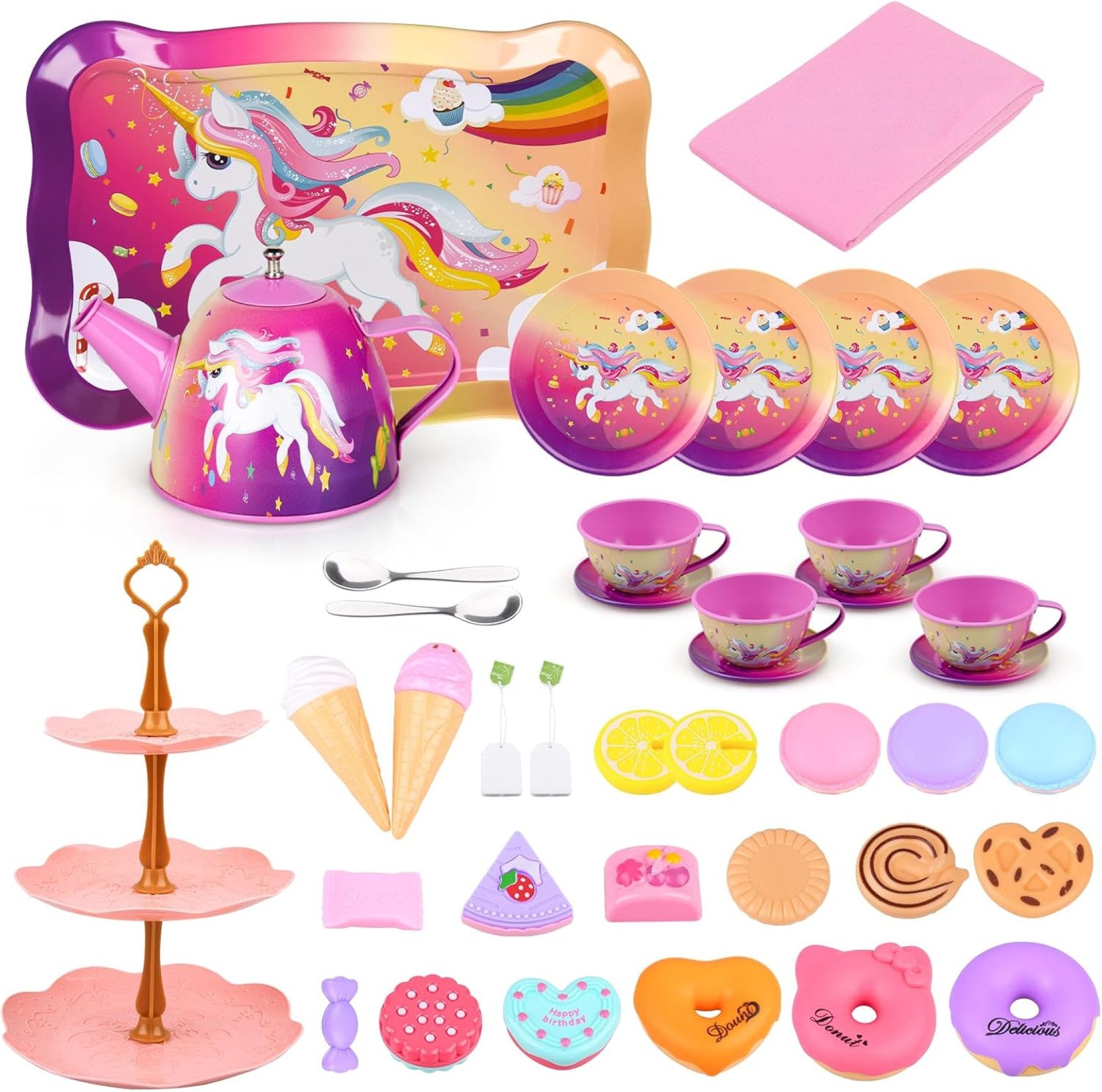 LA CUTE Spielküche Einhorn Teeservice Kinder Rollenspiel 41-teilig inkl. Ko günstig online kaufen
