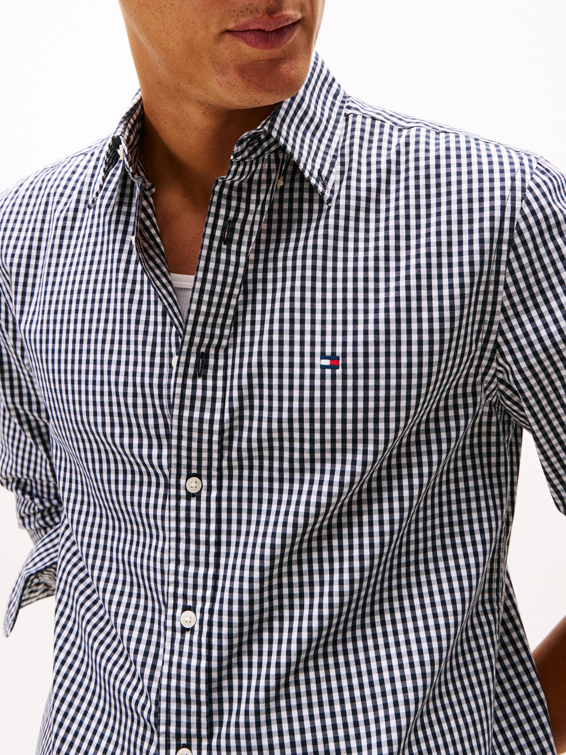 Tommy Hilfiger Langarmhemd FLEX POPLIN BIG GINGHAM regular fit, Button-down-Kragen