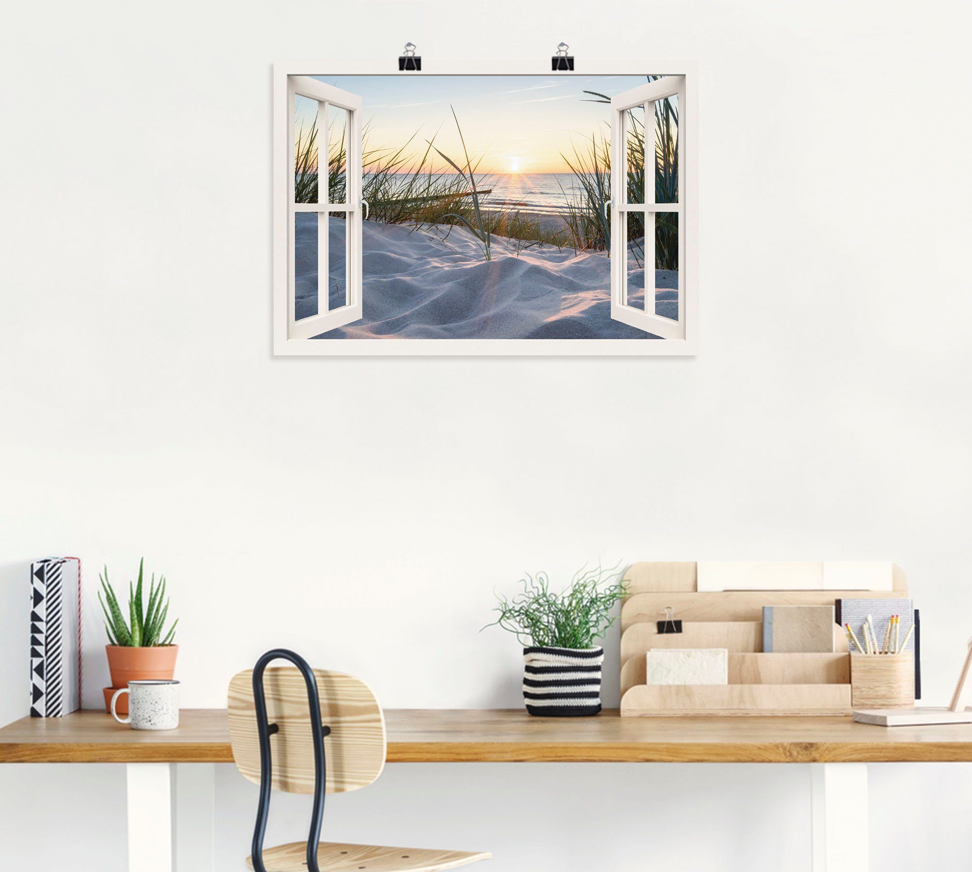 Artland Wandbild Ostseestrand durchs Fenster, Meer Bilder (1 St), als Alubild, Leinwandbild, Wandaufkleber oder Poster in versch. Größen | Poster