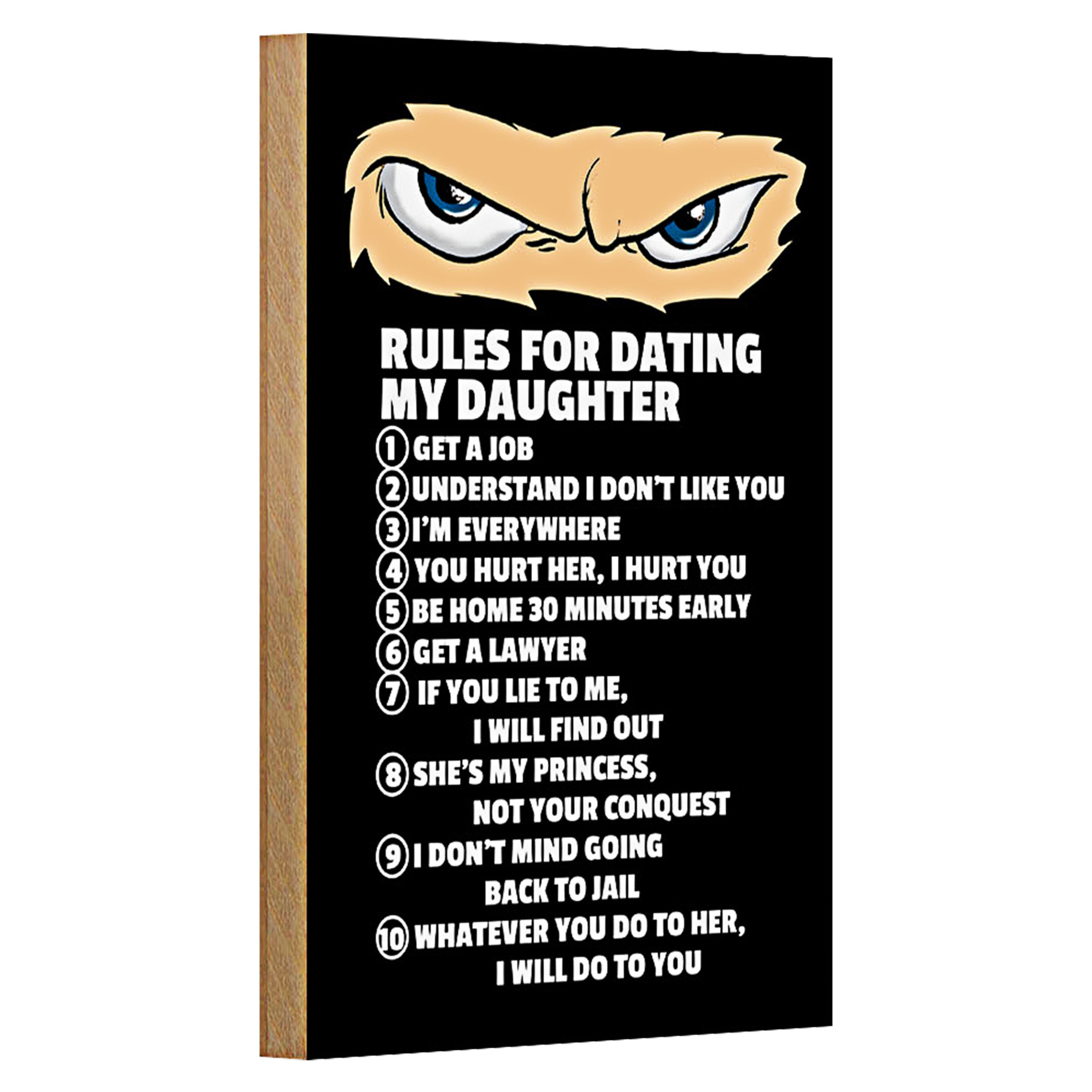 Roomando Holzbild Spruch 12x18cm Rules for dating my daughter Ninja